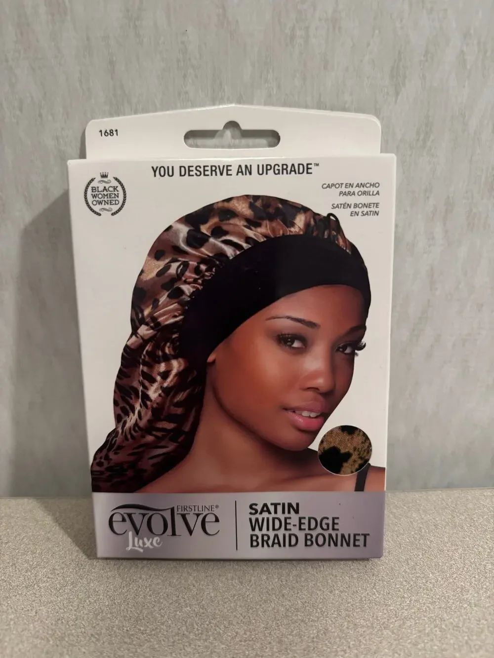 Evolve Luxe Satin Wide Edge Braid Bonnet Leopard Print Night Hair Care Cap